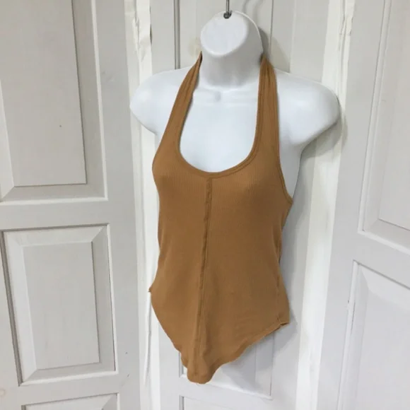 Anthropologie We the Free Tan Ribbed Halter Tank Top - Picture 7 of 14